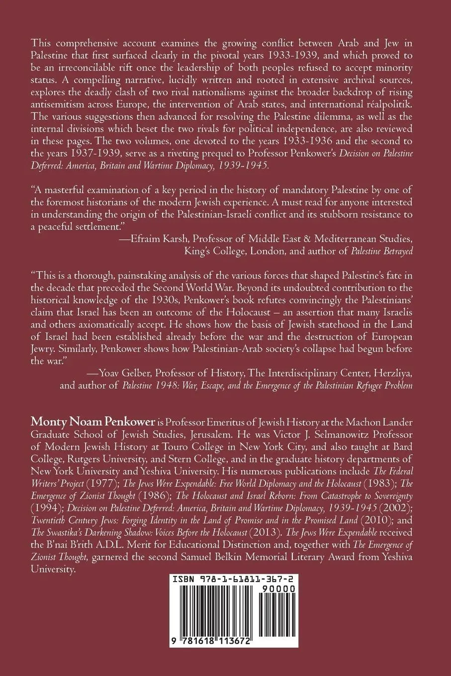 Rückseite: 9781618113672 | Palestine in Turmoil | Monty Noam Penkower | Taschenbuch | Englisch