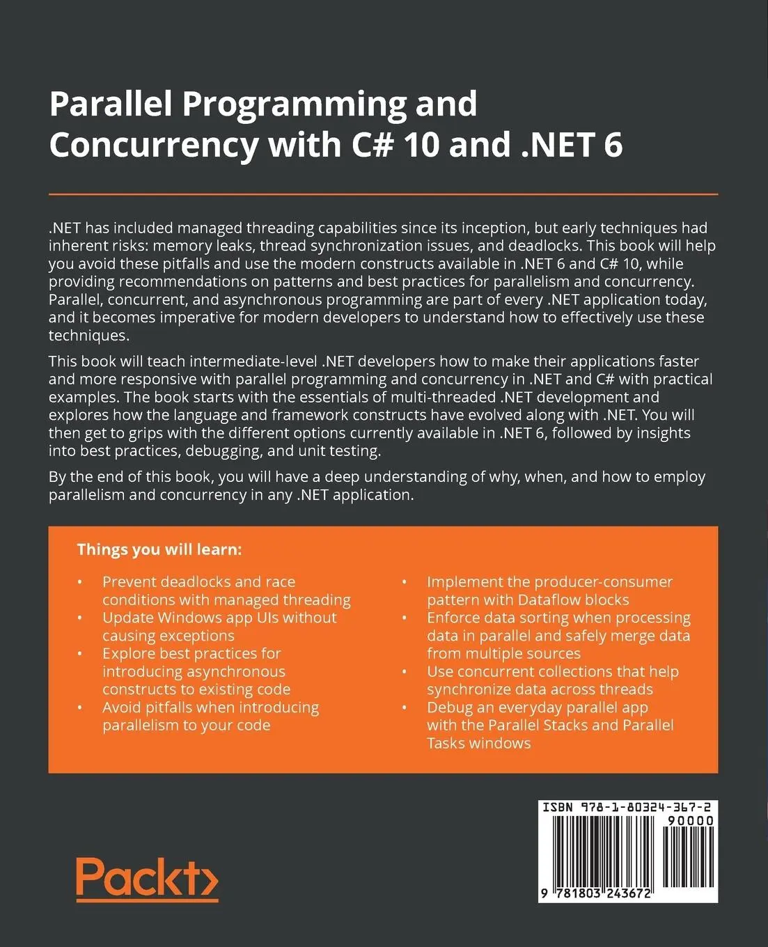 Rückseite: 9781803243672 | Parallel Programming and Concurrency with C# 10 and .NET 6 | Ashcraft