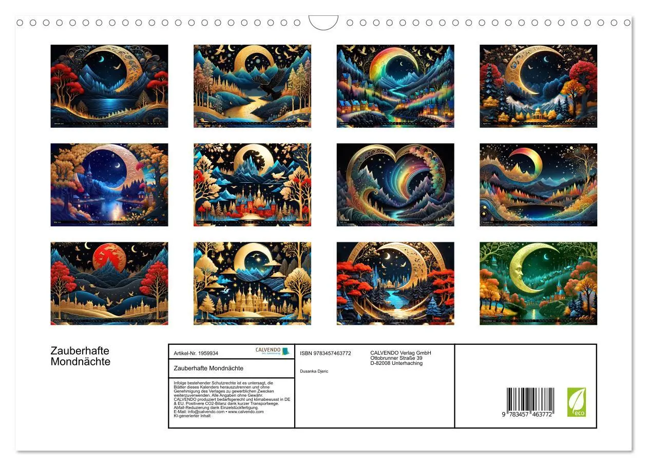 Bild: 9783457463772 | Zauberhafte Mondnächte (Wandkalender 2026 DIN A3 quer), CALVENDO...