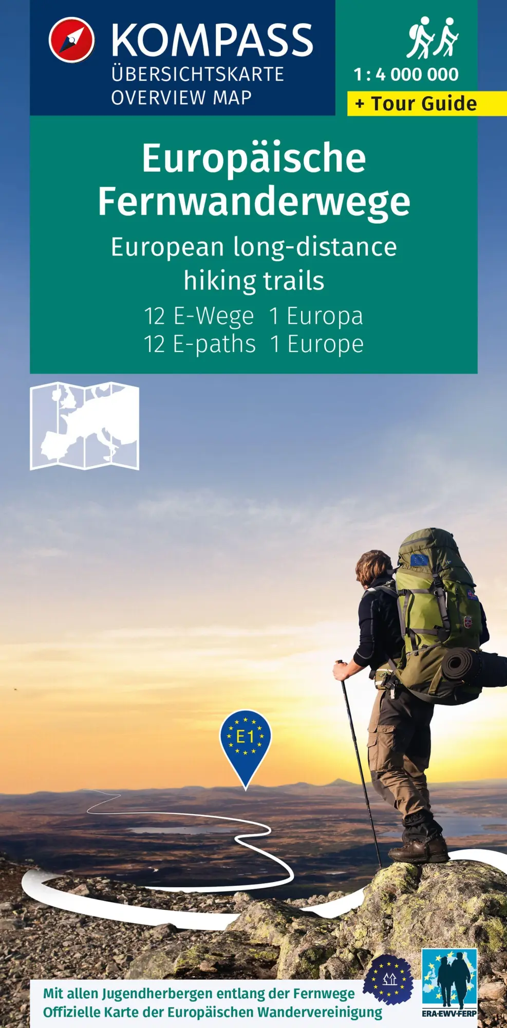 Cover: 9783991213772 | KOMPASS Fernwegekarte Europäische Fernwanderwege, 12 E-Wege - 1...