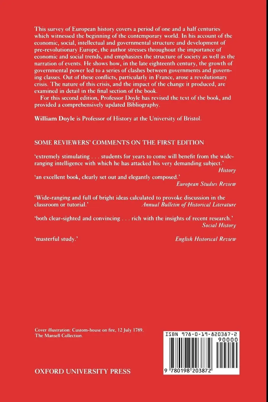 Rückseite: 9780198203872 | The Old European Order 1660-1800 | William Doyle | Taschenbuch | 1992