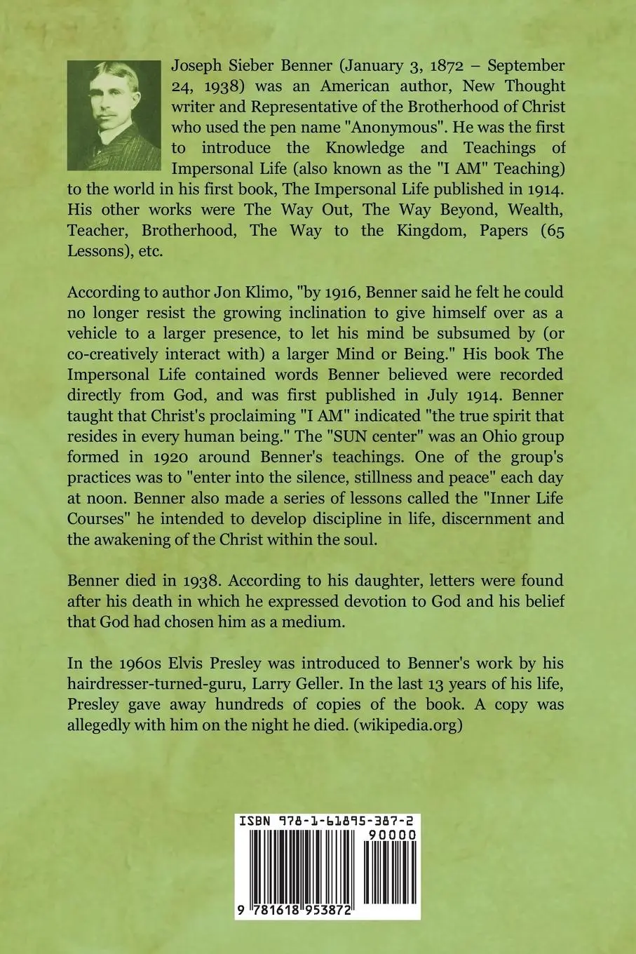 Rückseite: 9781618953872 | Impersonal Life | Joseph Benner | Taschenbuch | Englisch | 2019