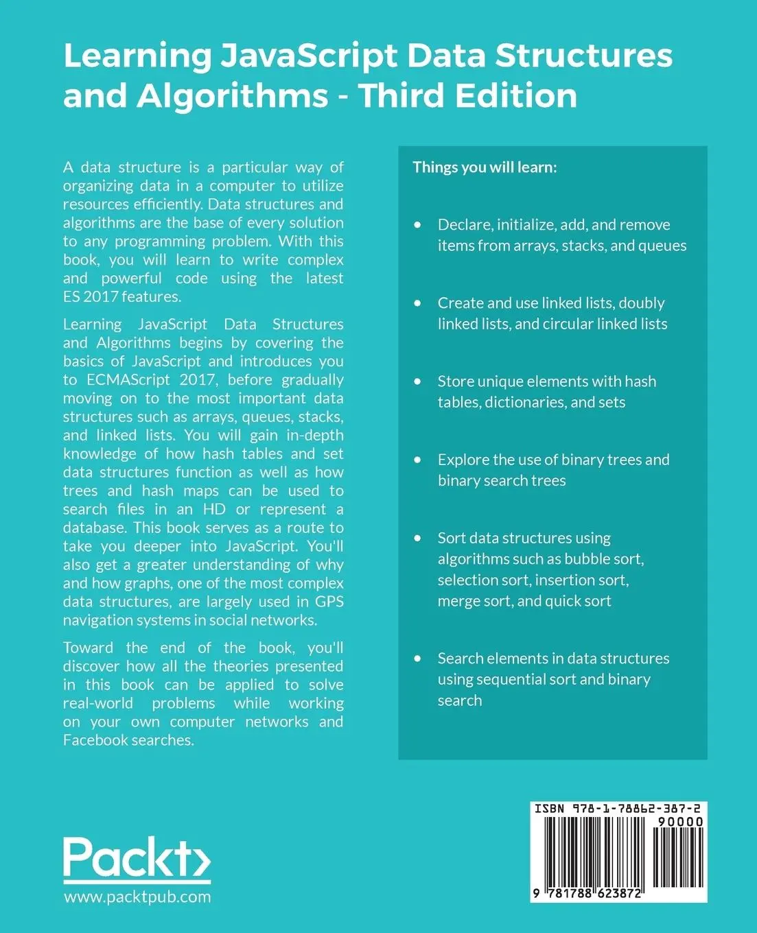 Rückseite: 9781788623872 | Learning JavaScript Data Structures and Algorithms - Third Edition