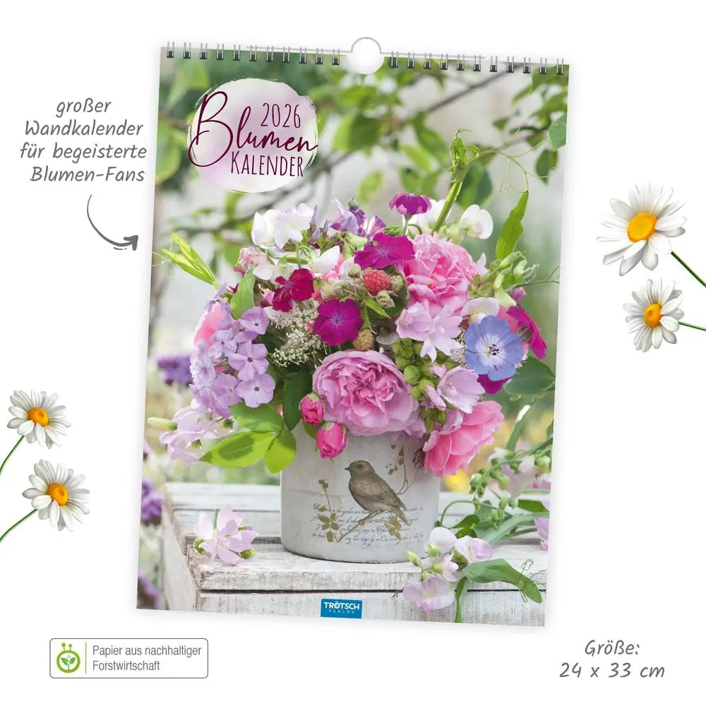 Bild: 9783988023872 | Trötsch Classickalender Blumenkalender 2026 | Wandkalender | KG | XXIV