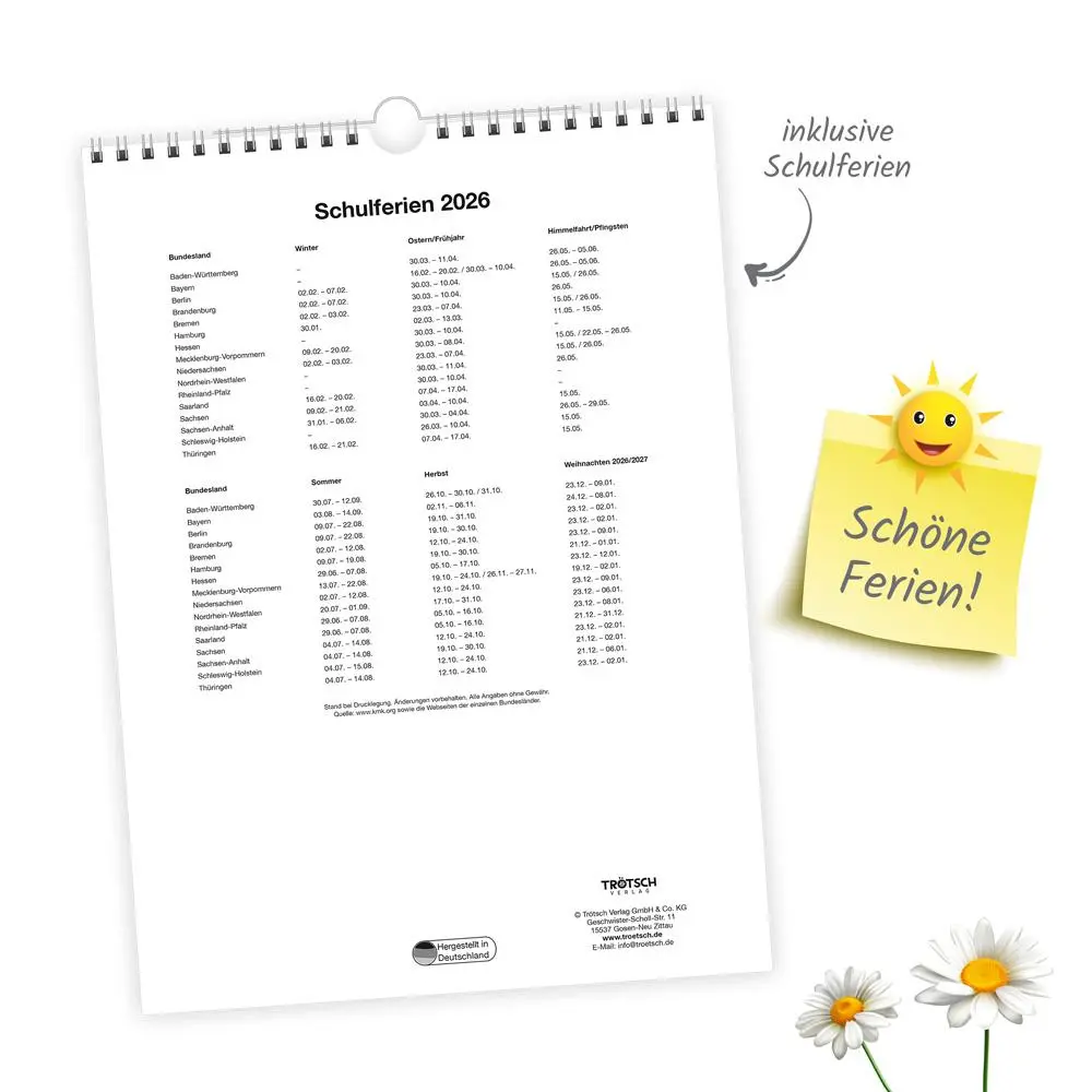 Bild: 9783988023872 | Trötsch Classickalender Blumenkalender 2026 | Wandkalender | KG | XXIV