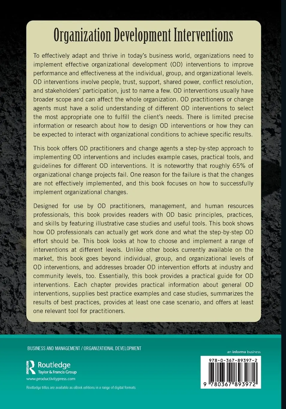 Rückseite: 9780367893972 | Organization Development Interventions | William J. Rothwell (u. a.)