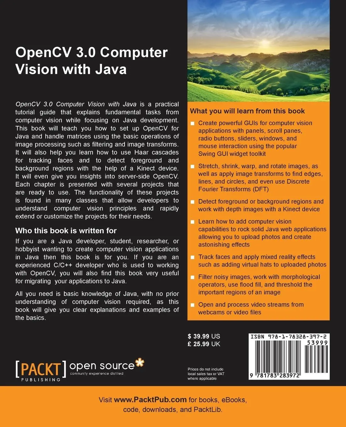 Rückseite: 9781783283972 | OpenCV Computer Vision with Java | Daniel Lélis Baggio | Taschenbuch
