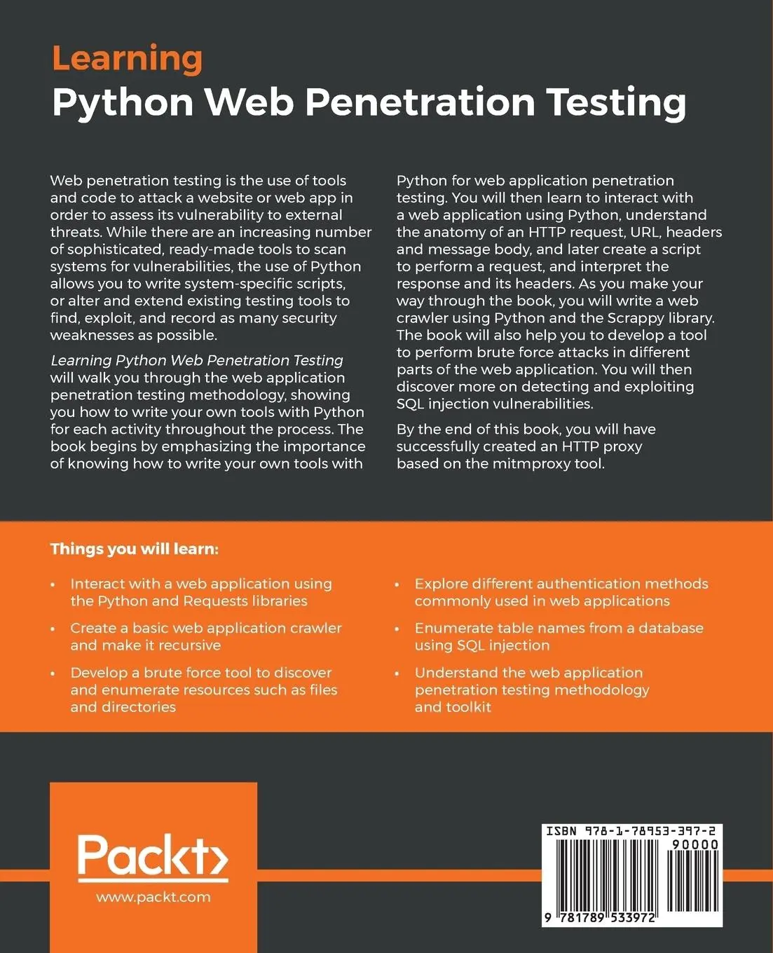 Rückseite: 9781789533972 | Learning Python Web Penetration Testing | Christian Martorella | Buch