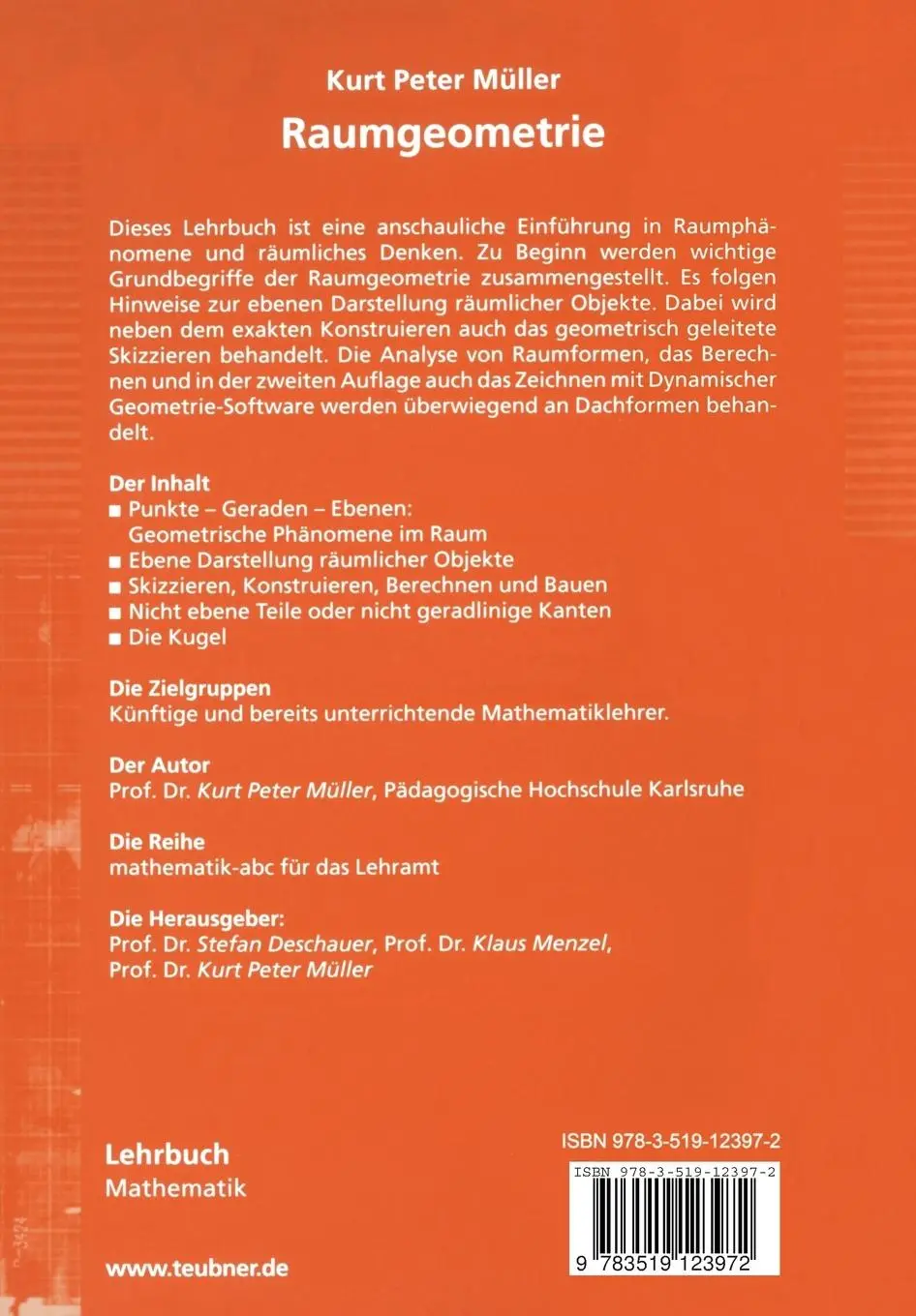 Rückseite: 9783519123972 | Raumgeometrie | Raumphänomene - Konstruieren - Berechnen | Müller