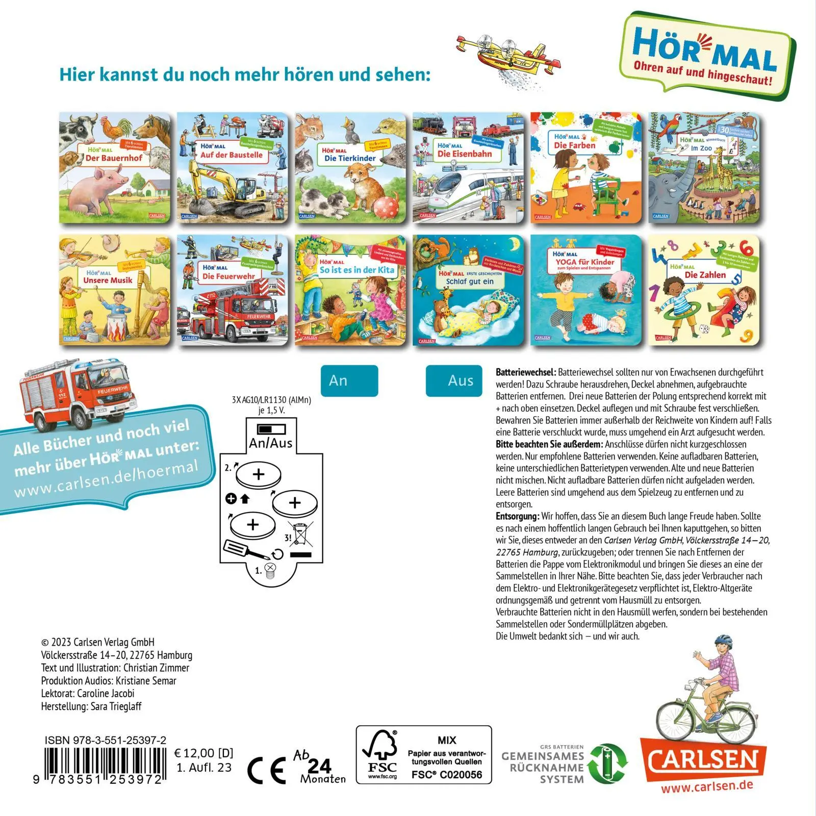 Rückseite: 9783551253972 | Hör mal (Soundbuch): Die Fahrzeuge | Christian Zimmer | Buch | 14 S.