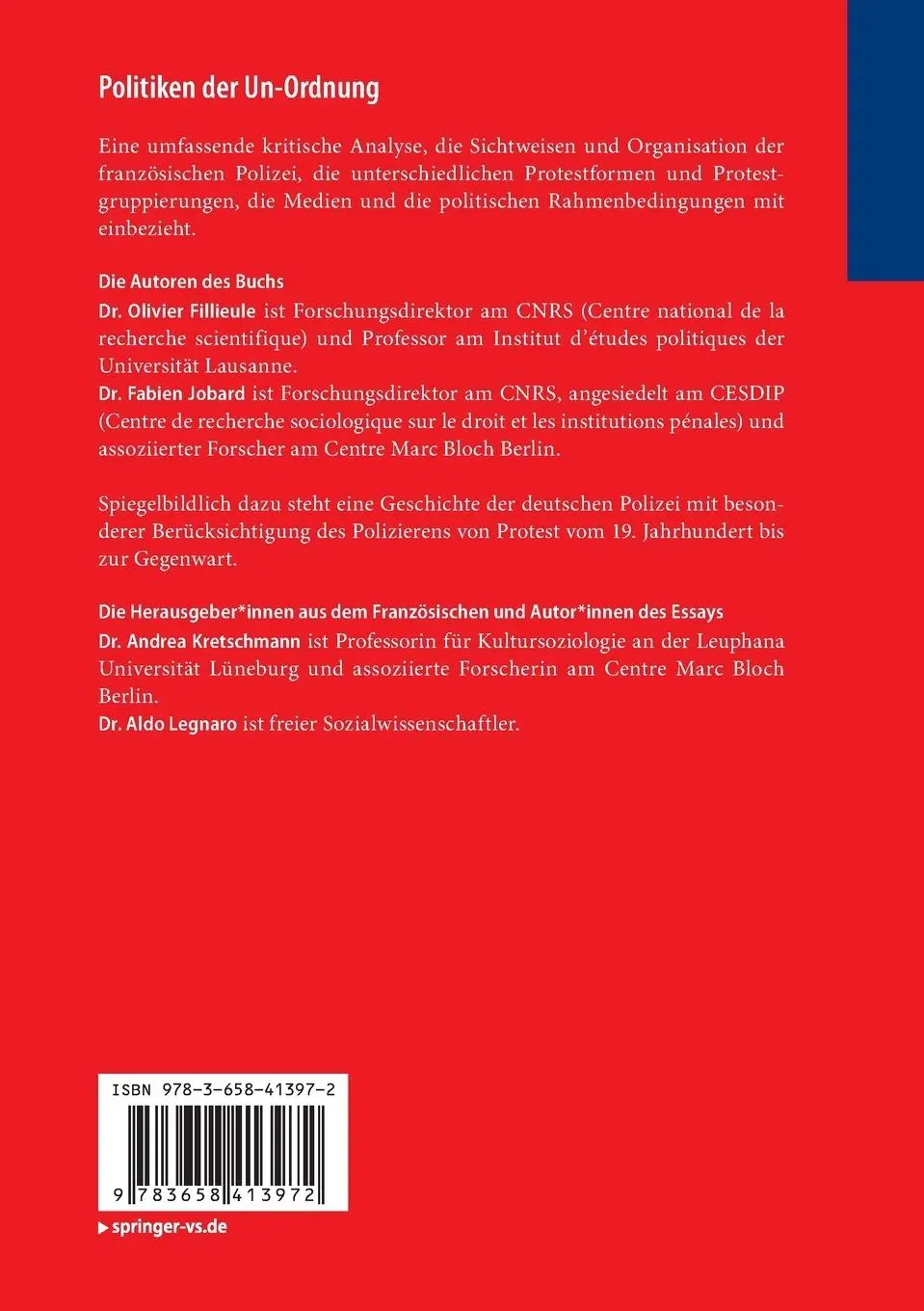 Rückseite: 9783658413972 | Politiken der Un-Ordnung | Das Polizieren von Protest in Frankreich