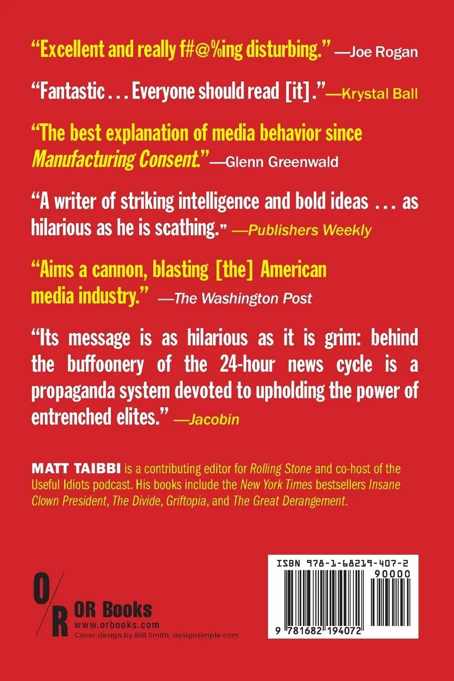 Rückseite: 9781682194072 | Hate, Inc. | Why Today's Media Makes Us Despise One Another | Taibbi