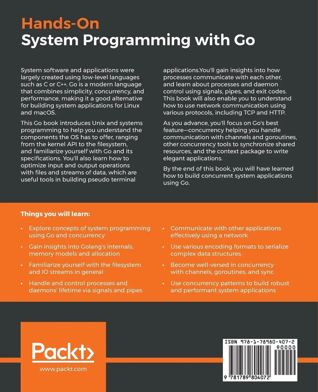 Rückseite: 9781789804072 | Hands-On System Programming with Go | Alex Guerrieri | Taschenbuch