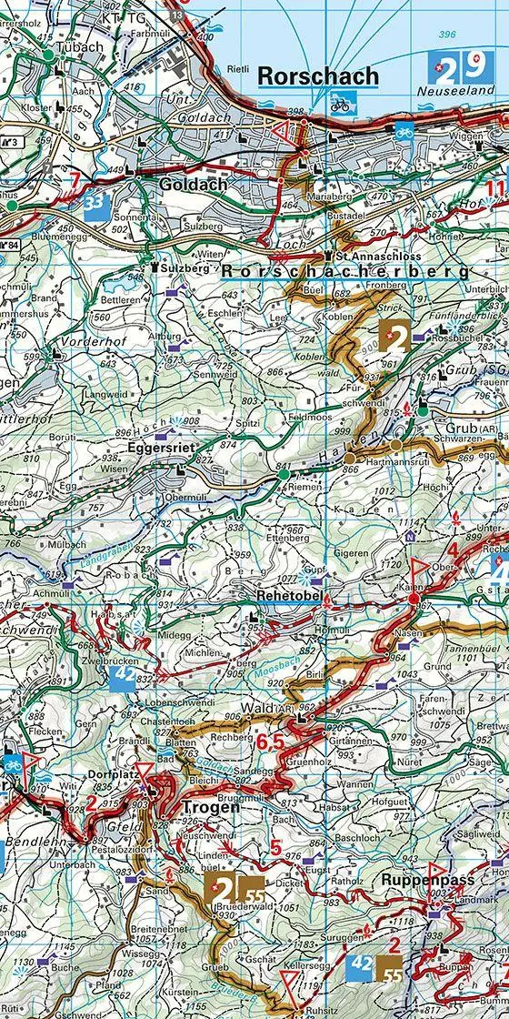 Bild: 9783259024072 | Radwanderkarte St. Gallen - Appenzell - Toggenburg mit Ortsindex (7)