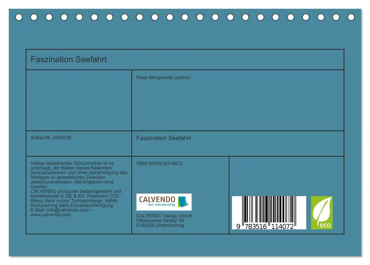 Bild: 9783516114072 | Faszination Seefahrt (Tischkalender 2026 DIN A5 quer), CALVENDO...