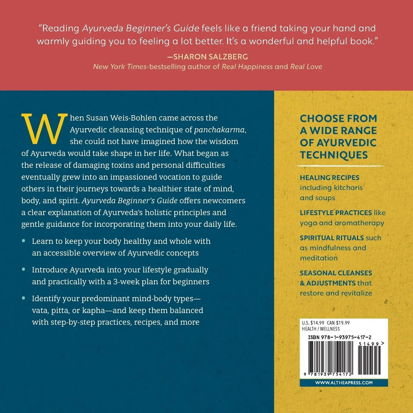 Rückseite: 9781939754172 | Ayurveda Beginner's Guide | Susan Weis-Bohlen | Taschenbuch | Englisch