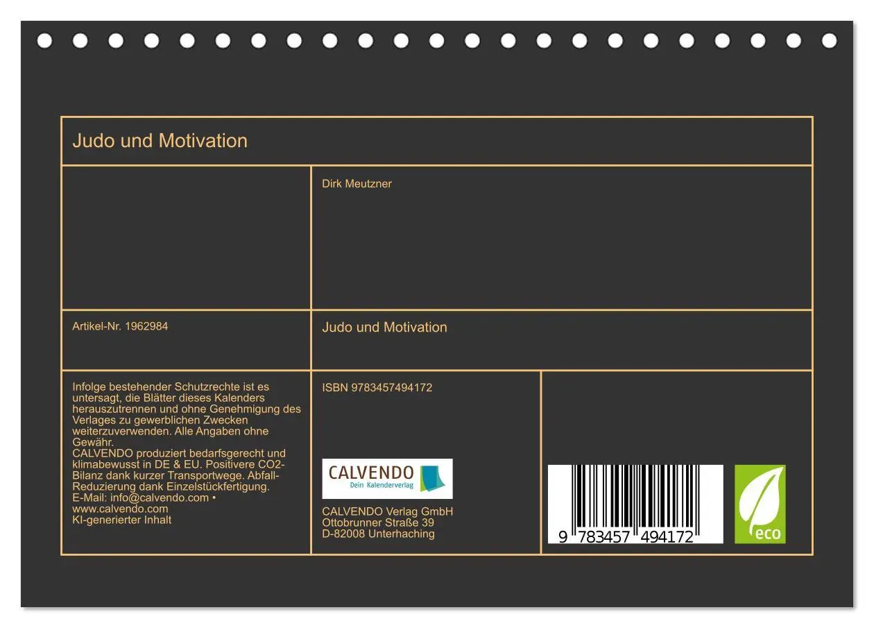 Bild: 9783457494172 | Judo und Motivation (Tischkalender 2026 DIN A5 quer), CALVENDO...