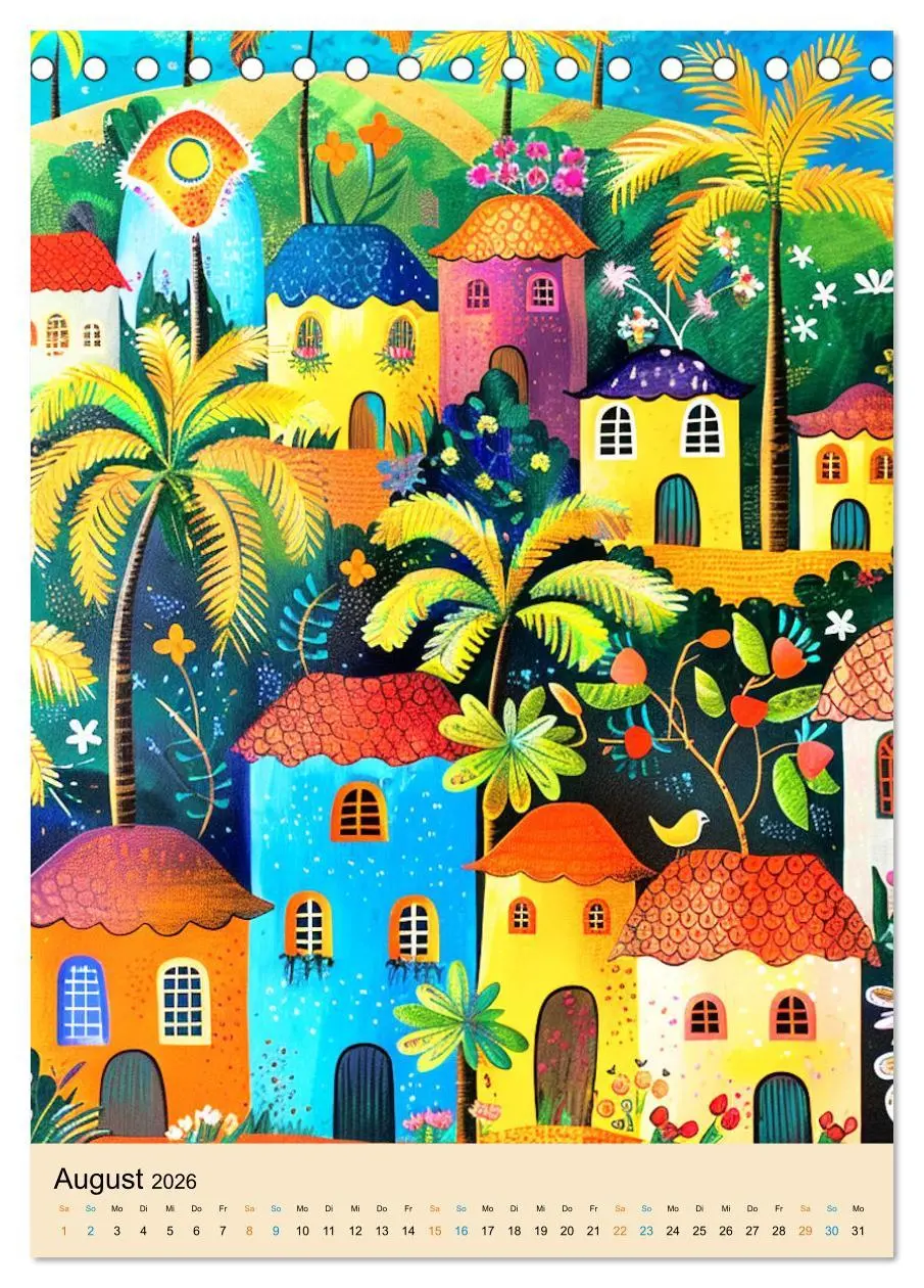 Bild: 9783516274172 | Bunte naive reise (Tischkalender 2026 DIN A5 hoch), CALVENDO...