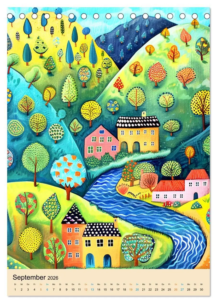 Bild: 9783516274172 | Bunte naive reise (Tischkalender 2026 DIN A5 hoch), CALVENDO...