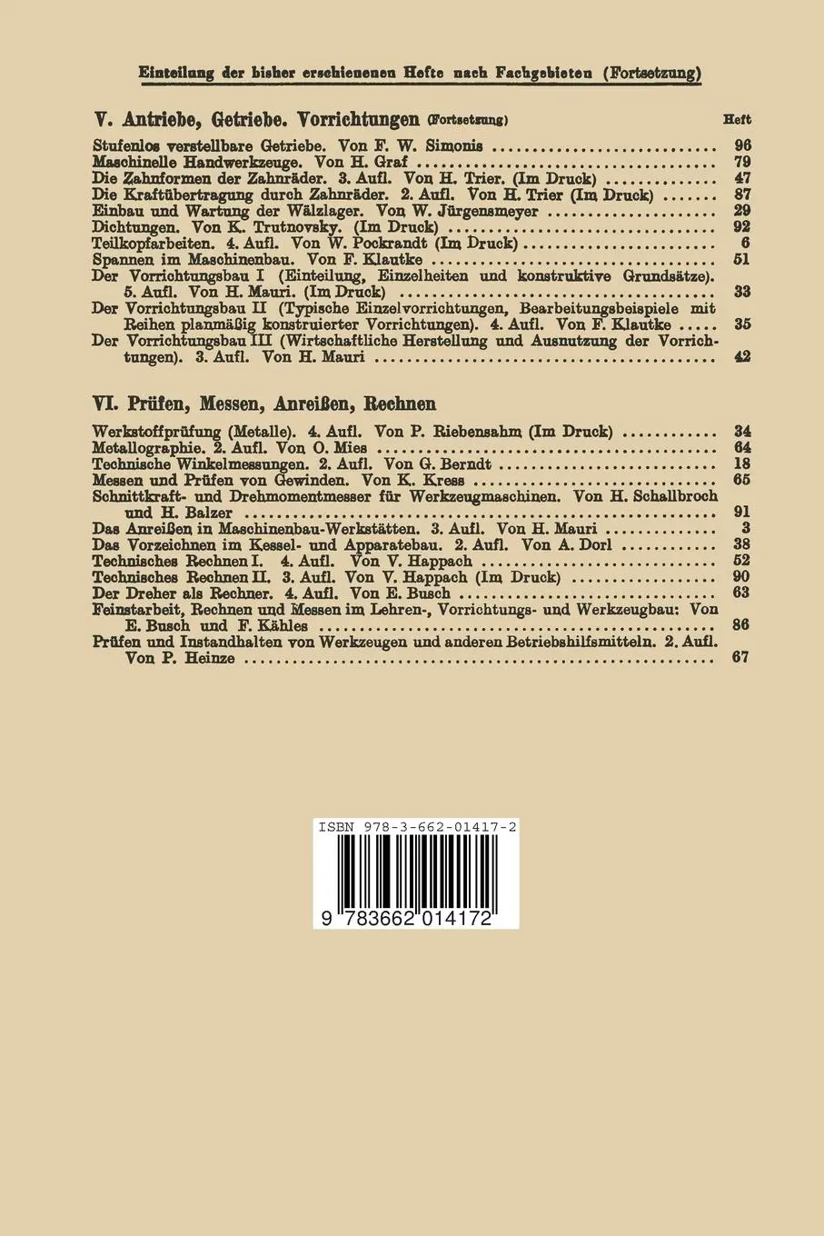 Rückseite: 9783662014172 | Das Schweißen der Leichtmetalle | Th. Ricken | Taschenbuch | 64 S.