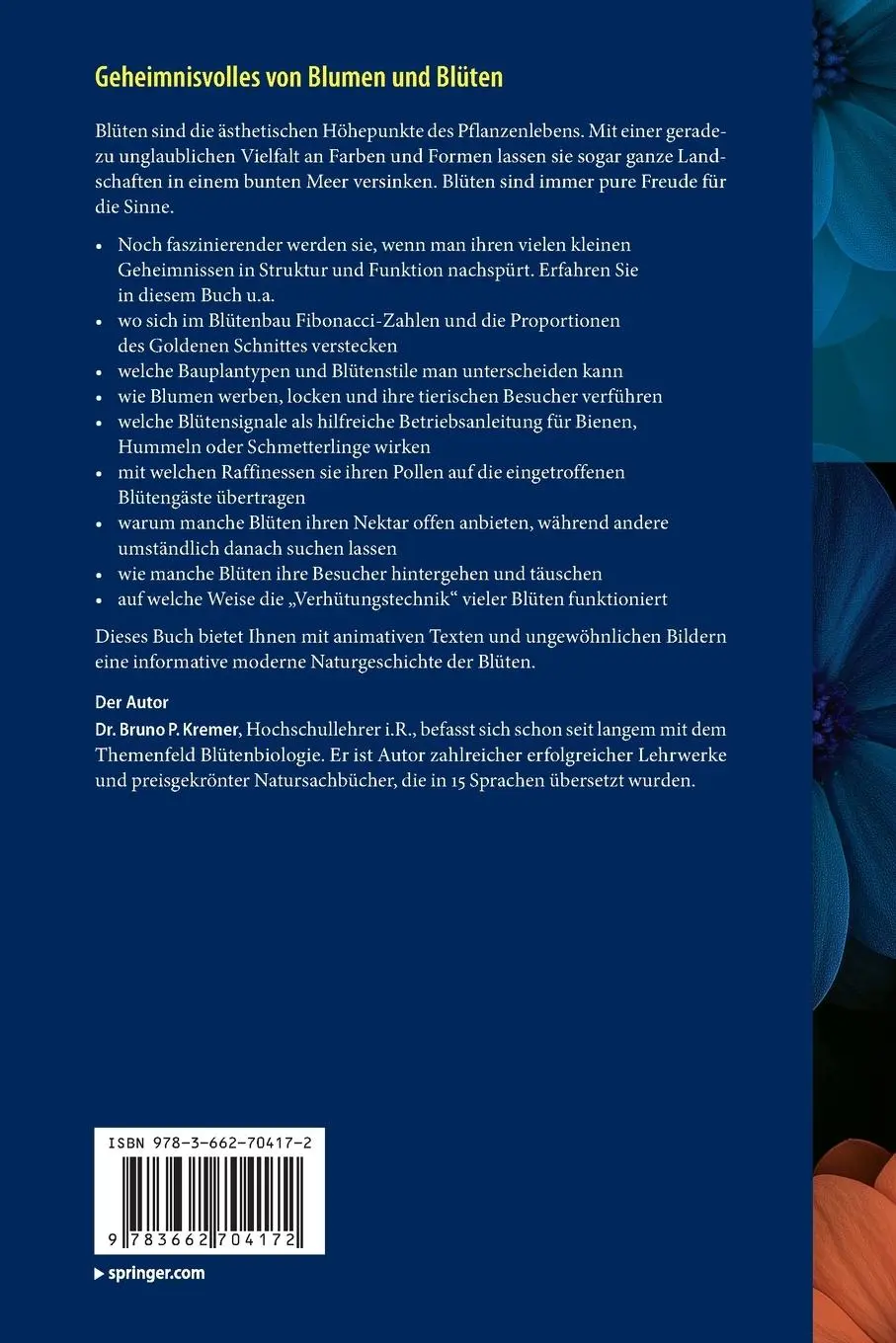 Rückseite: 9783662704172 | Geheimnisvolles von Blumen und Blüten | Bruno P. Kremer | Taschenbuch