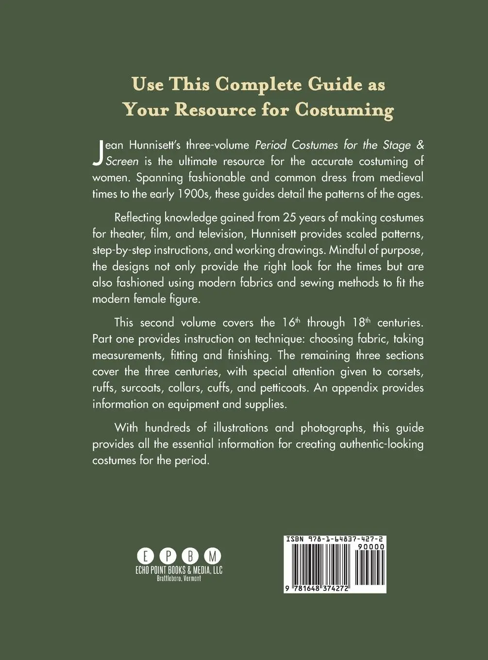 Rückseite: 9781648374272 | Period Costume for Stage &amp; Screen | Jean Hunnisett | Buch | Englisch