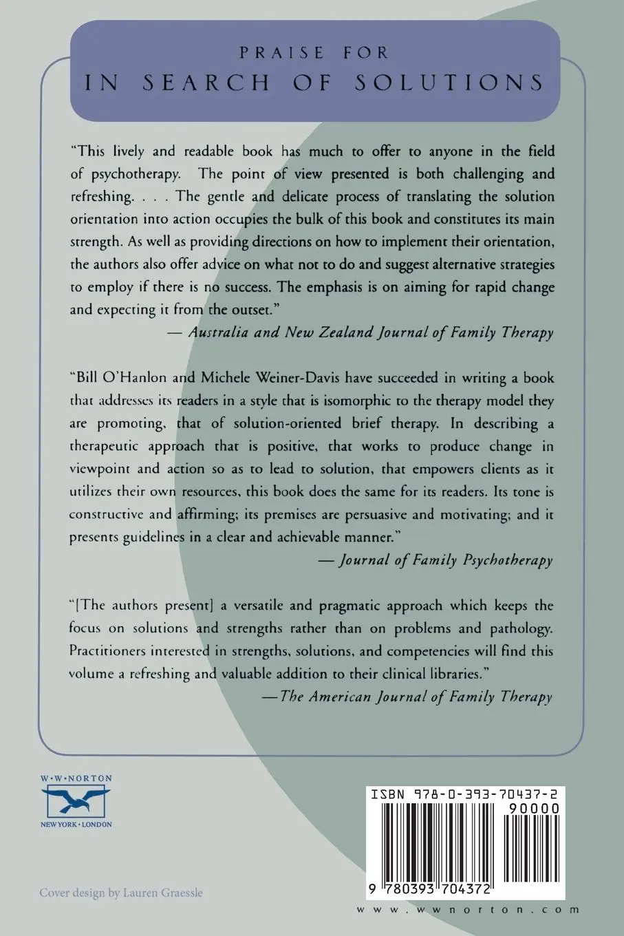 Rückseite: 9780393704372 | In Search of Solutions | A New Direction in Psychotherapy (Revised)