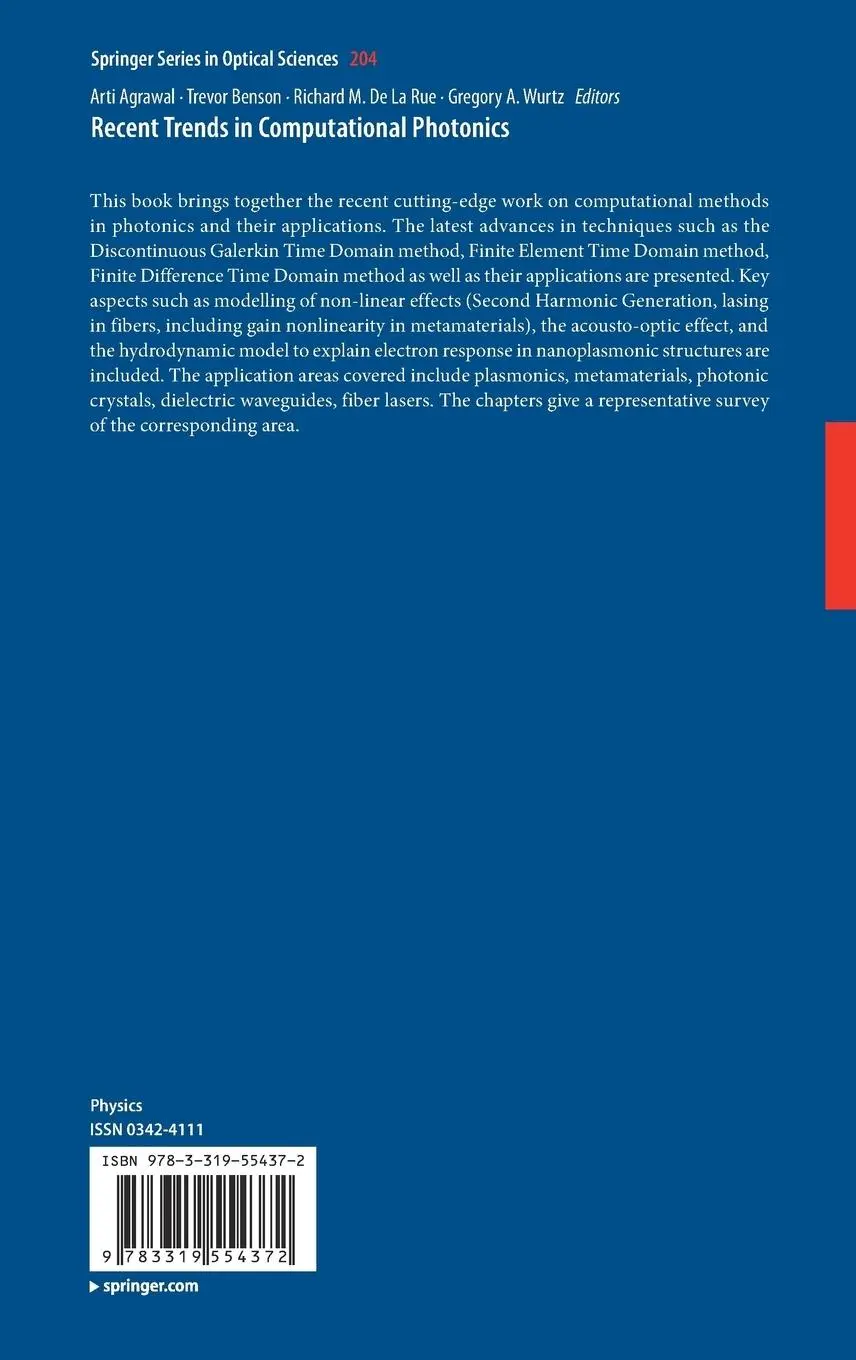 Rückseite: 9783319554372 | Recent Trends in Computational Photonics | Arti Agrawal (u. a.) | Buch