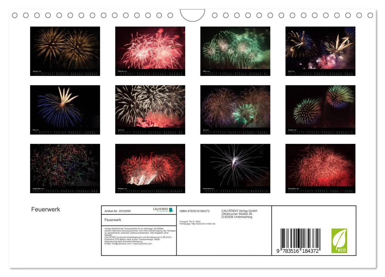 Bild: 9783516184372 | Feuerwerk (Wandkalender 2026 DIN A4 quer), CALVENDO Monatskalender