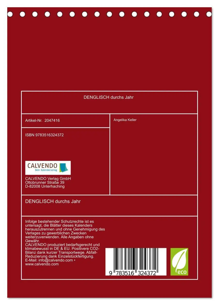 Bild: 9783516324372 | DENGLISCH durchs Jahr (Tischkalender 2026 DIN A5 hoch), CALVENDO...
