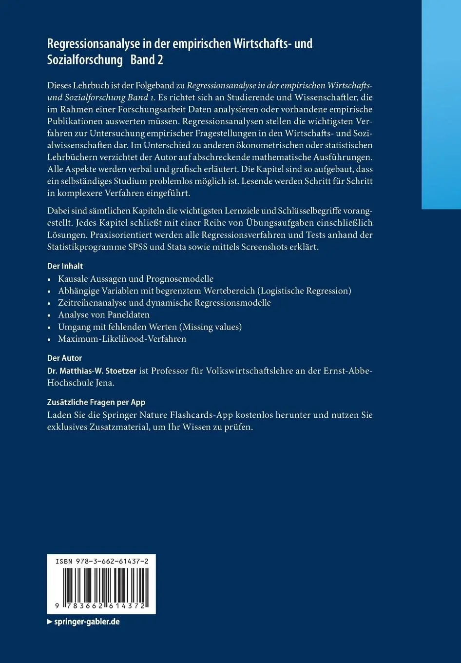 Rückseite: 9783662614372 | Regressionsanalyse in der empirischen Wirtschafts- und...
