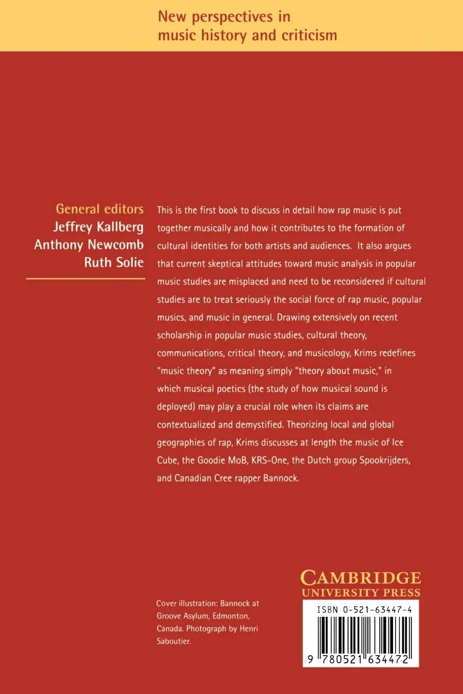 Rückseite: 9780521634472 | Rap Music and the Poetics of Identity | Adam Krims | Taschenbuch