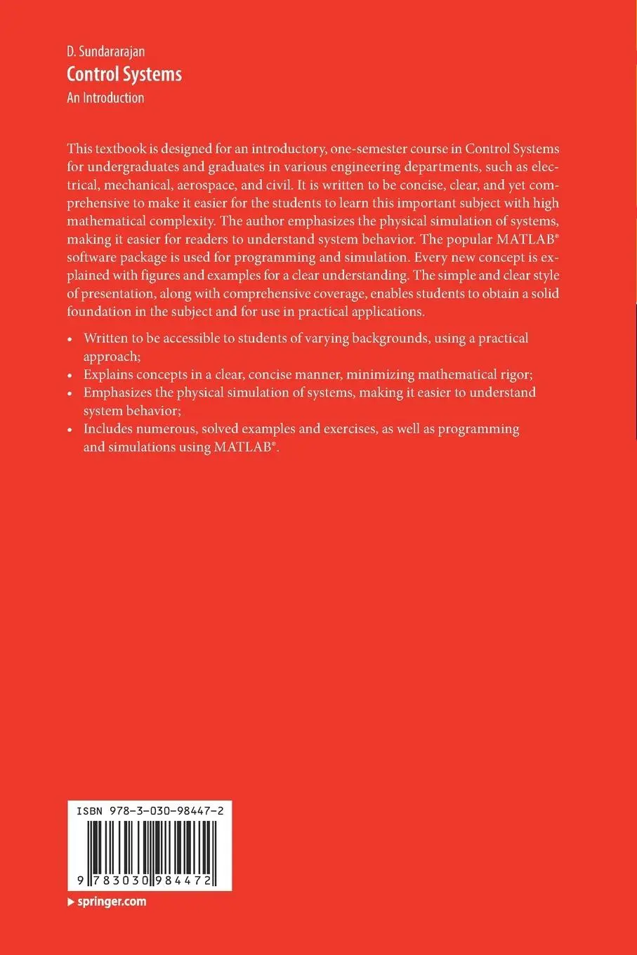 Rückseite: 9783030984472 | Control Systems | An Introduction | D. Sundararajan | Taschenbuch | xi