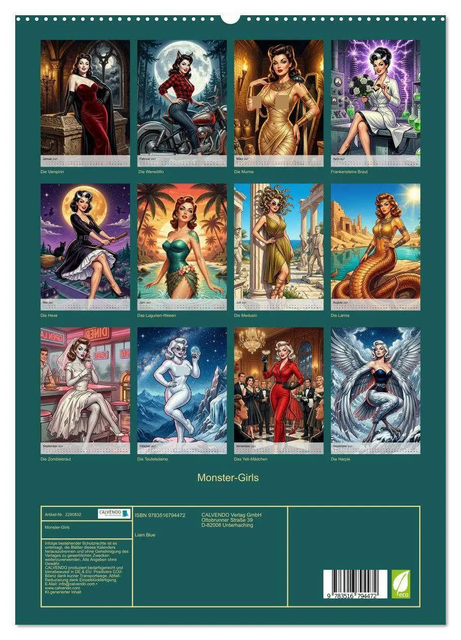Bild: 9783516794472 | Monster-Girls (hochwertiger Premium Wandkalender 2027 DIN A2 hoch),...