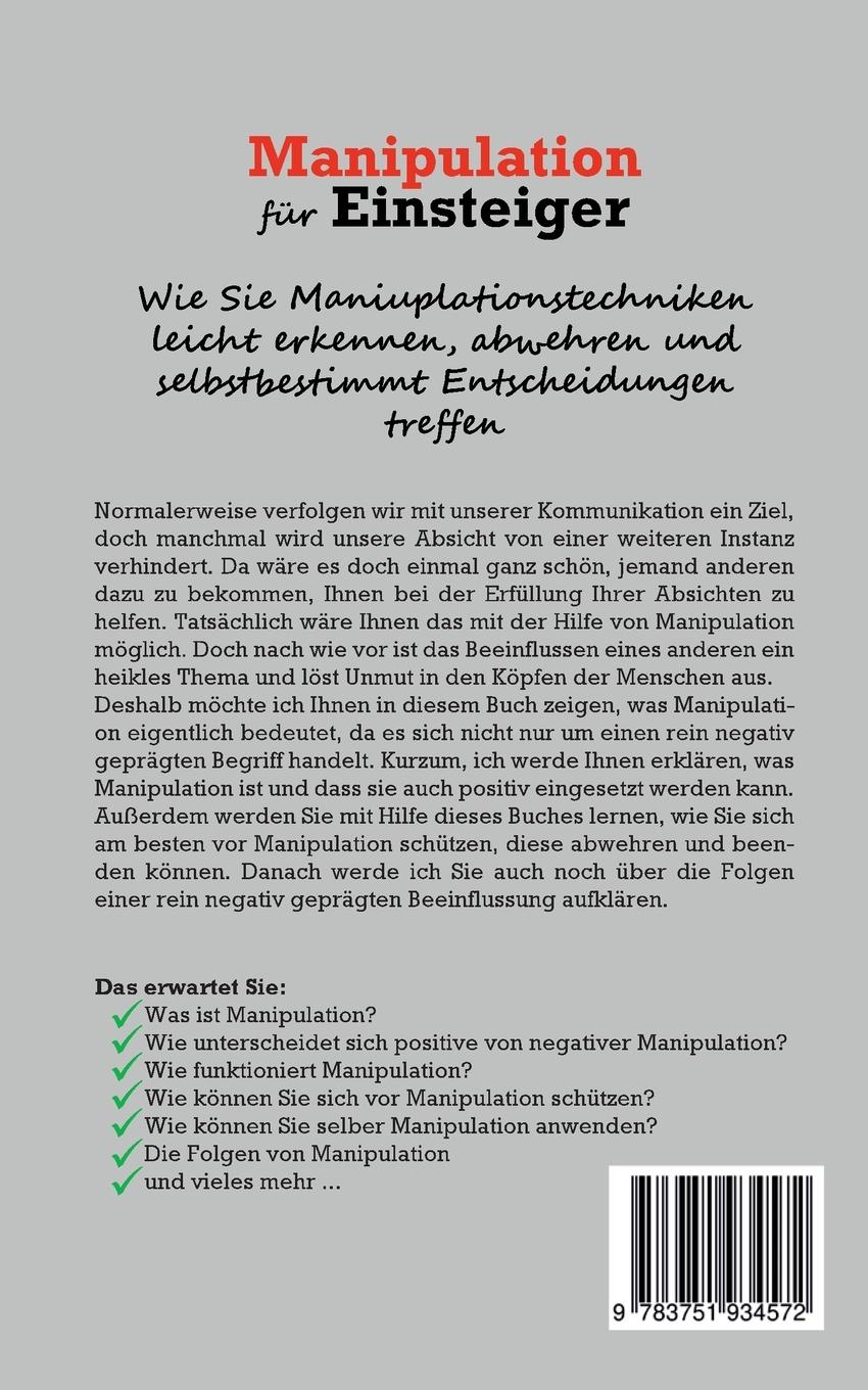 Rückseite: 9783751934572 | Manipulation für Einsteiger: Wie Sie Manipulationstechniken leicht...