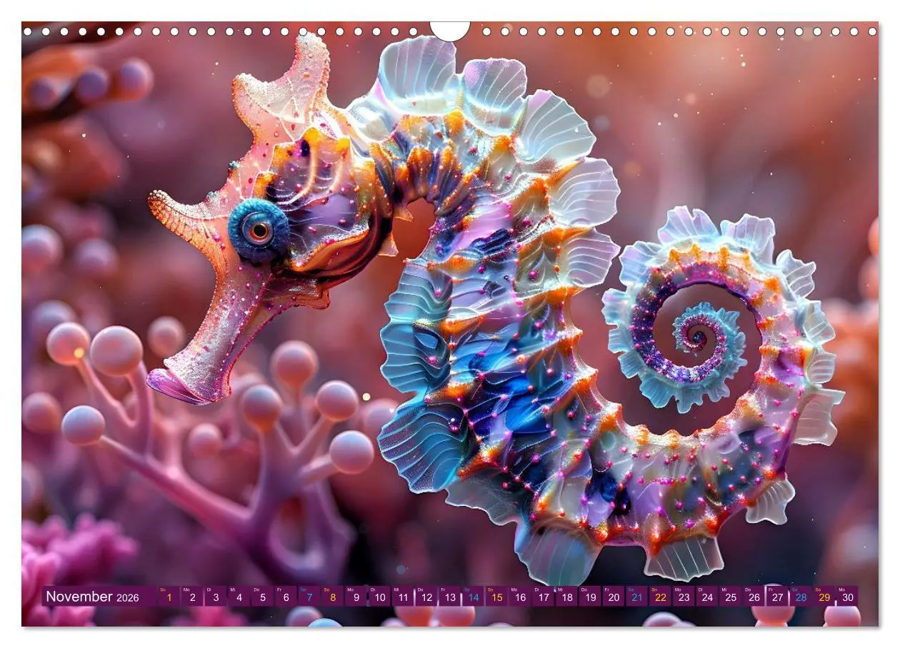 Bild: 9783457754672 | Seepferdchen - Modern Art (Wandkalender 2026 DIN A3 quer), CALVENDO...