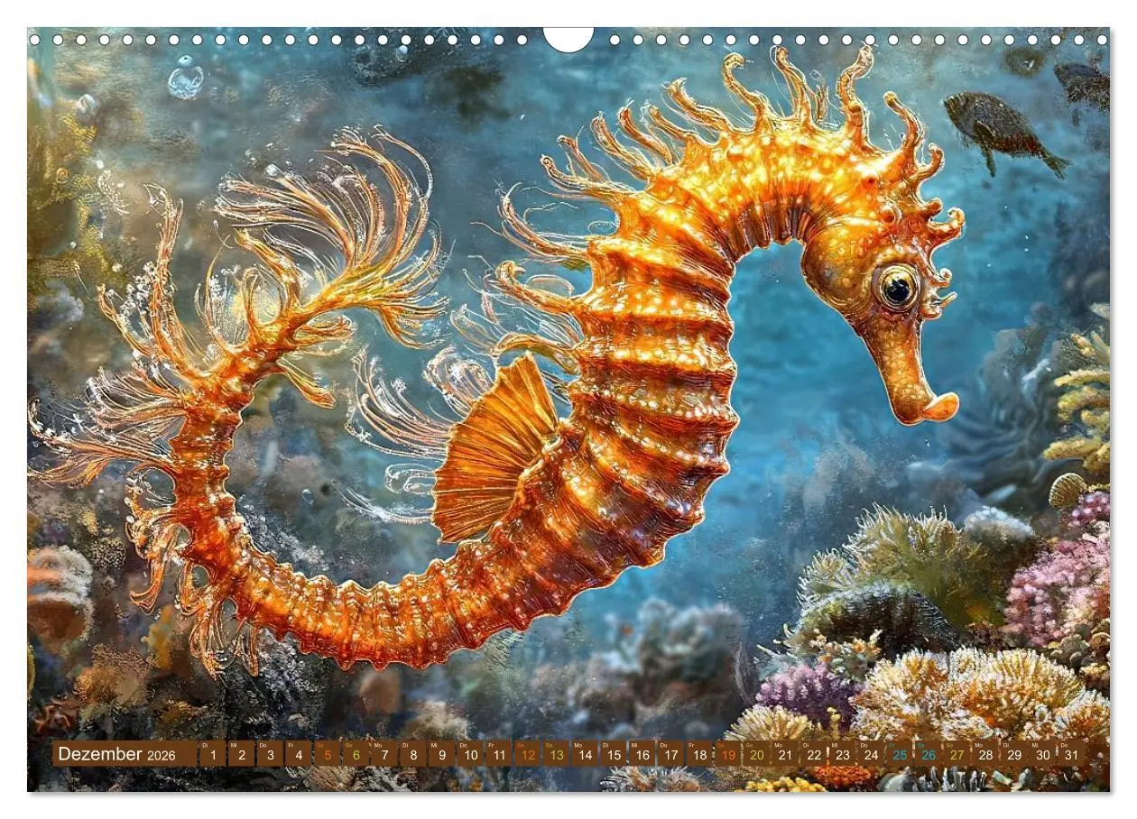 Bild: 9783457754672 | Seepferdchen - Modern Art (Wandkalender 2026 DIN A3 quer), CALVENDO...