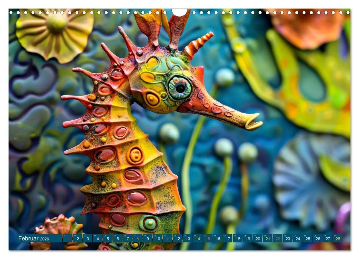 Bild: 9783457754672 | Seepferdchen - Modern Art (Wandkalender 2026 DIN A3 quer), CALVENDO...
