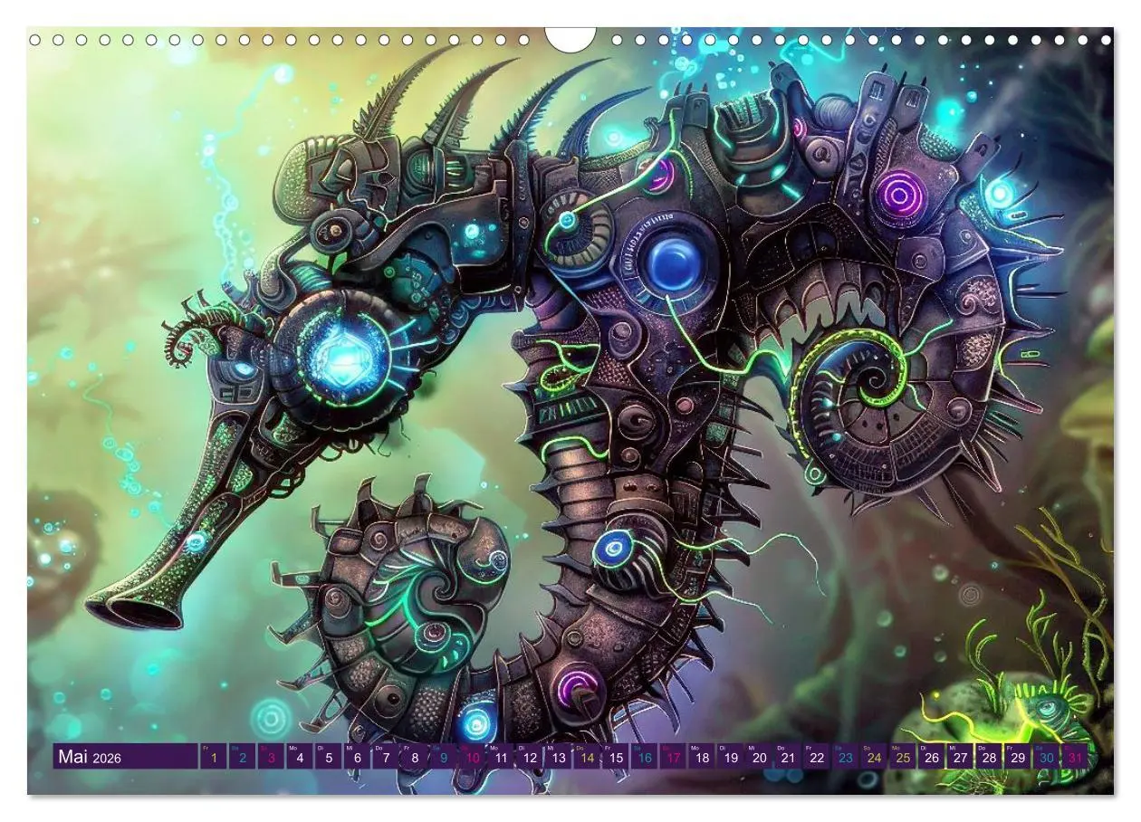 Bild: 9783457754672 | Seepferdchen - Modern Art (Wandkalender 2026 DIN A3 quer), CALVENDO...