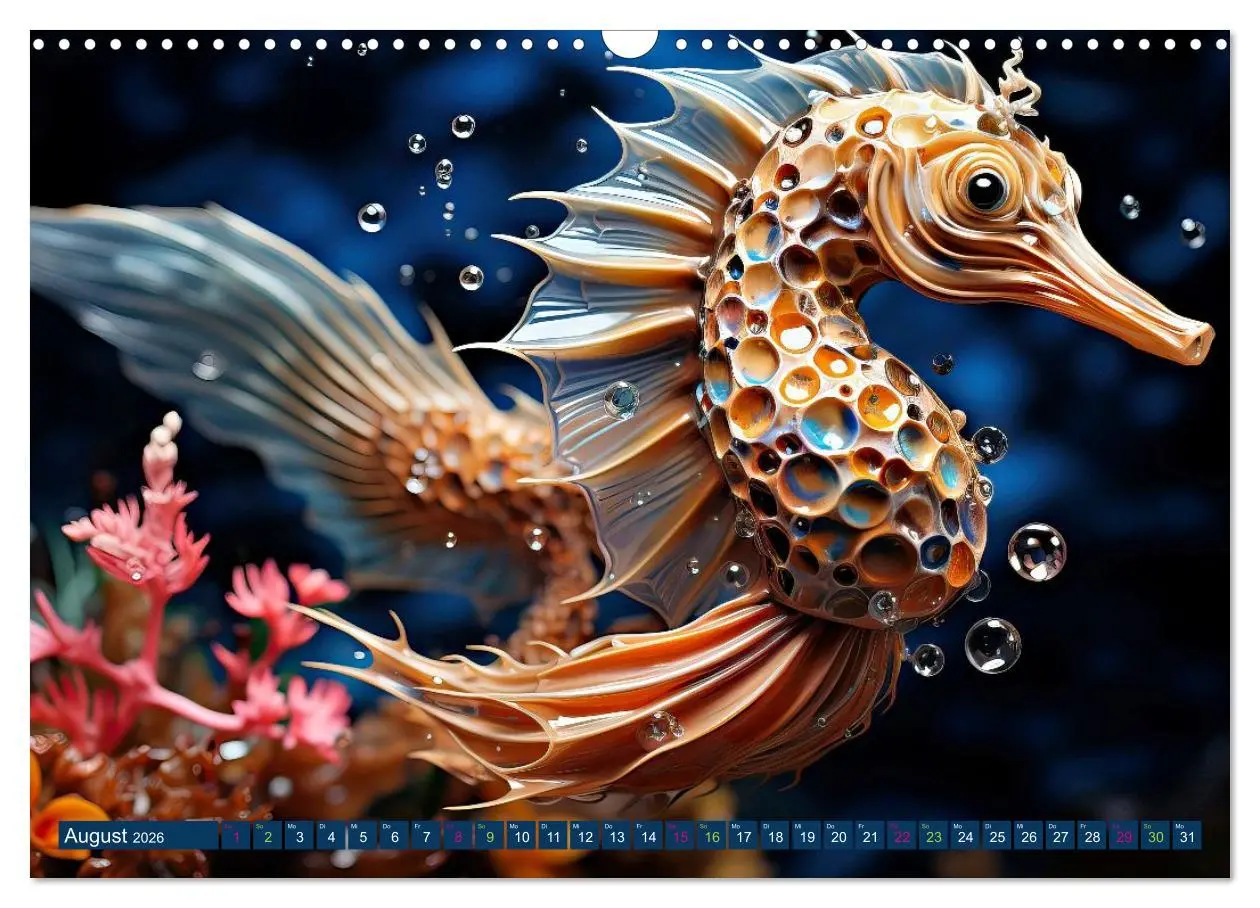 Bild: 9783457754672 | Seepferdchen - Modern Art (Wandkalender 2026 DIN A3 quer), CALVENDO...