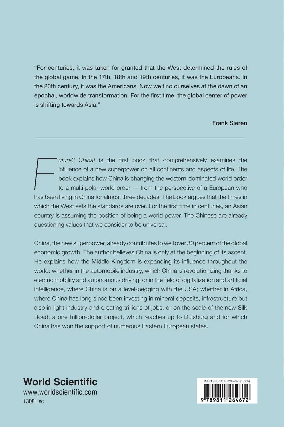 Rückseite: 9789811264672 | FUTURE? CHINA! | HOW THE NEW SUPERPOWER IS CHANGING THE WEST | Sieren