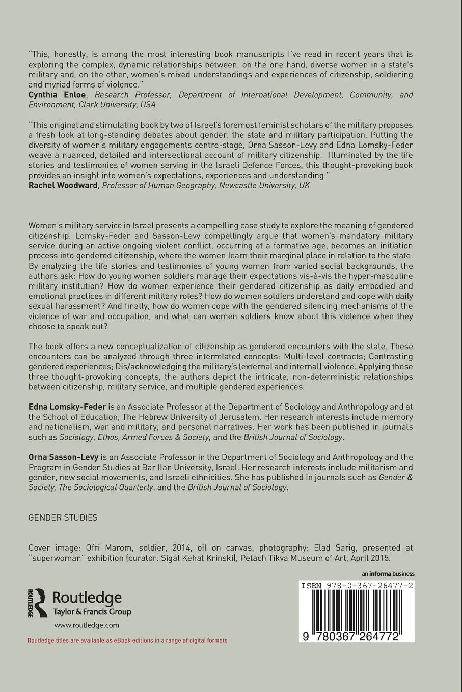 Rückseite: 9780367264772 | Women Soldiers and Citizenship in Israel | Edna Lomsky-Feder (u. a.)