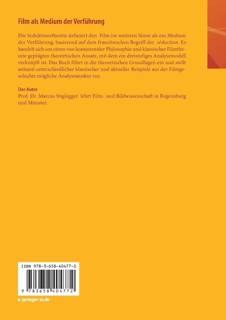 Rückseite: 9783658404772 | Film als Medium der Verführung | Marcus Stiglegger | Taschenbuch | XIV