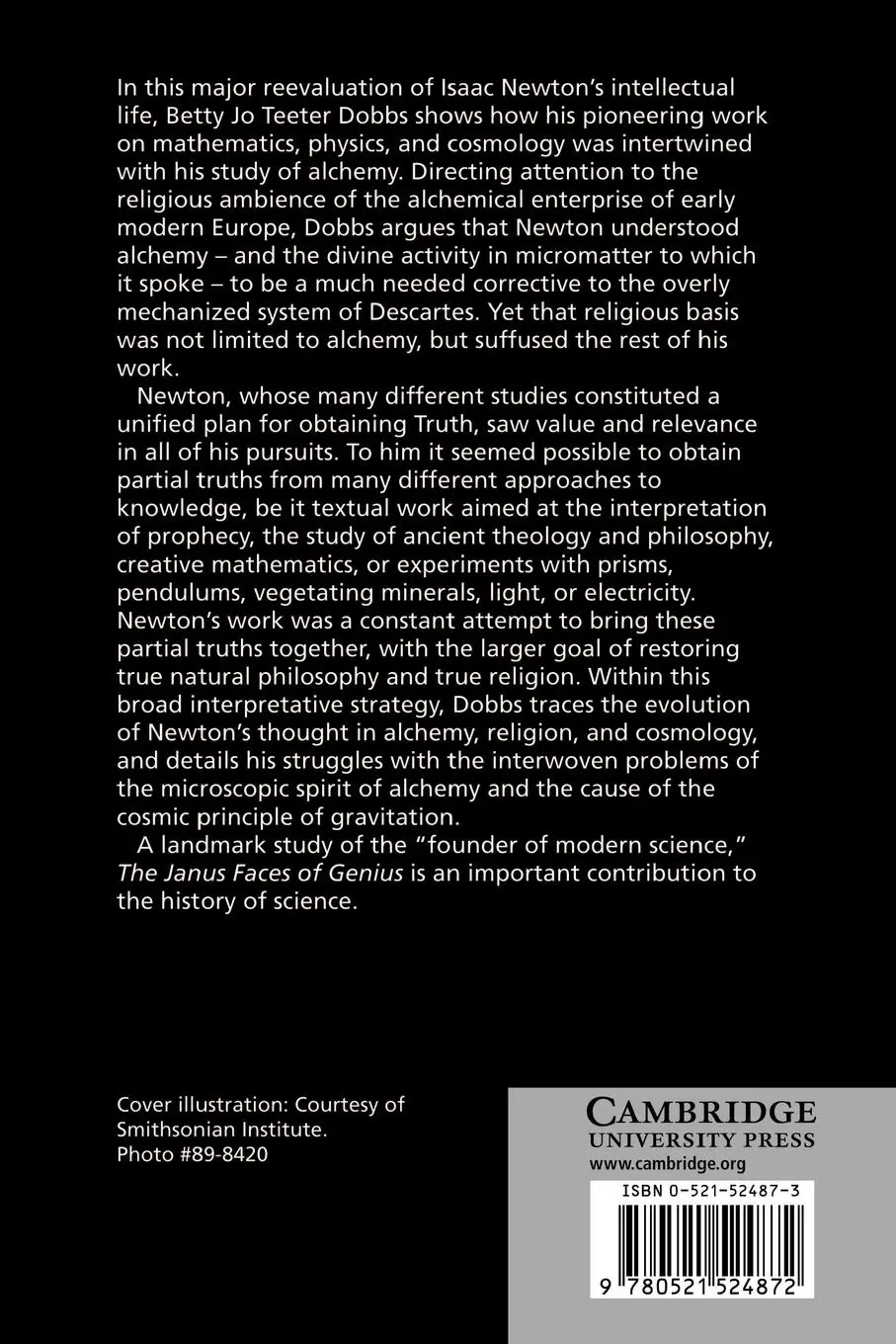 Rückseite: 9780521524872 | The Janus Faces of Genius | The Role of Alchemy in Newton's Thought
