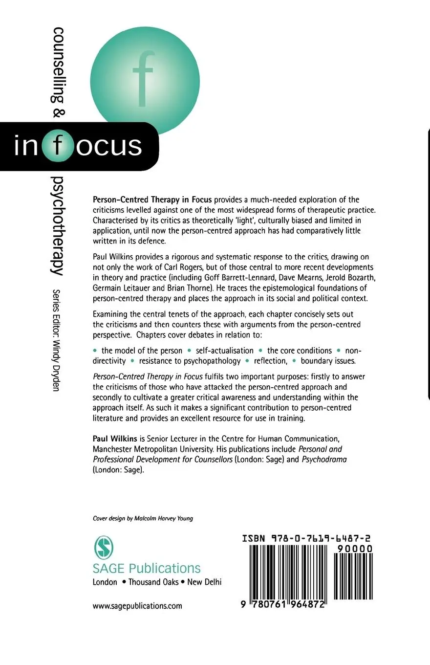 Rückseite: 9780761964872 | Person-Centred Therapy in Focus | Paul Wilkins | Taschenbuch | 2002