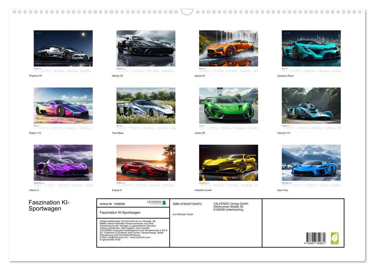 Bild: 9783457354872 | Faszination KI-Sportwagen (Wandkalender 2026 DIN A2 quer), CALVENDO...
