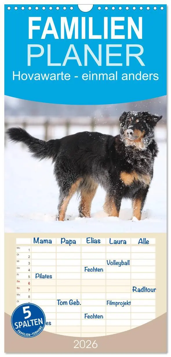 Cover: 9783516514872 | Familienplaner 2026 - Hovawarte - einmal anders mit 5 Spalten...