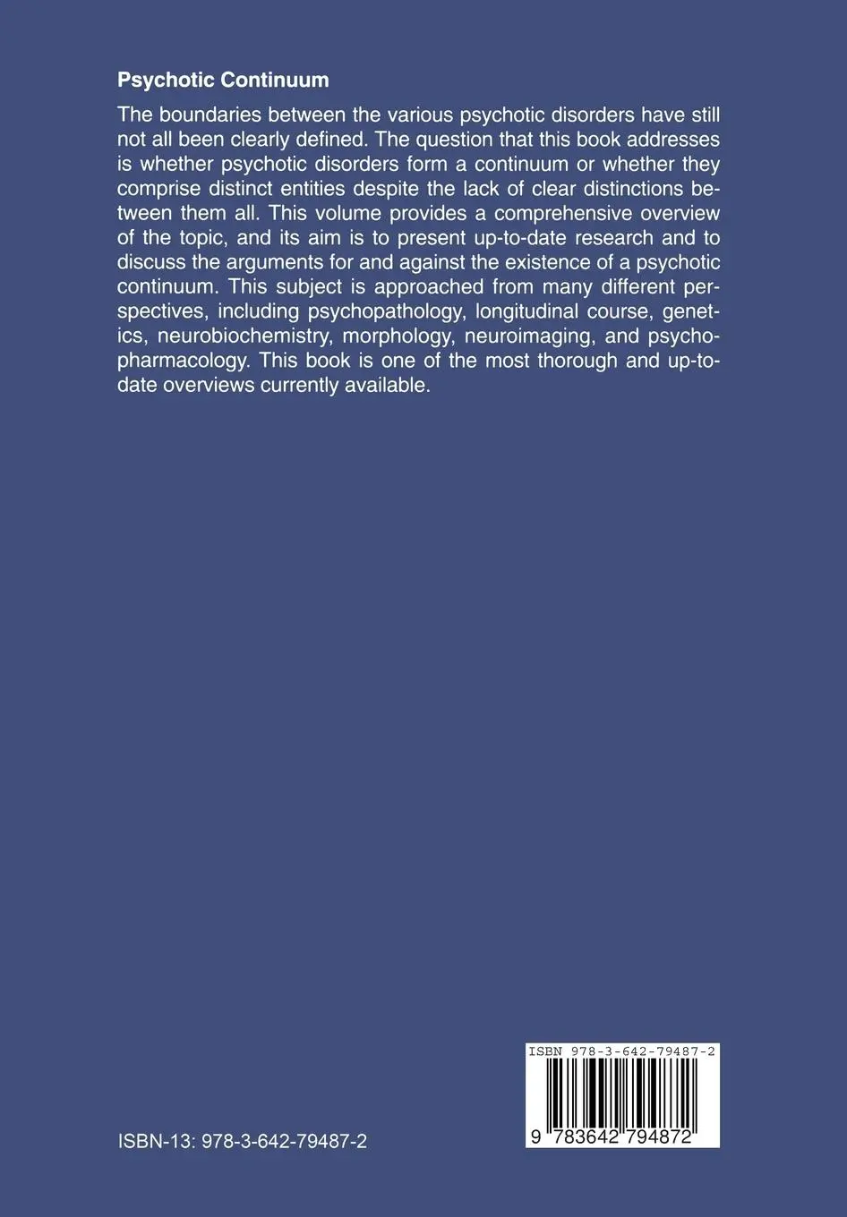 Rückseite: 9783642794872 | Psychotic Continuum | Ming T. Tsuang (u. a.) | Taschenbuch | x | 2012
