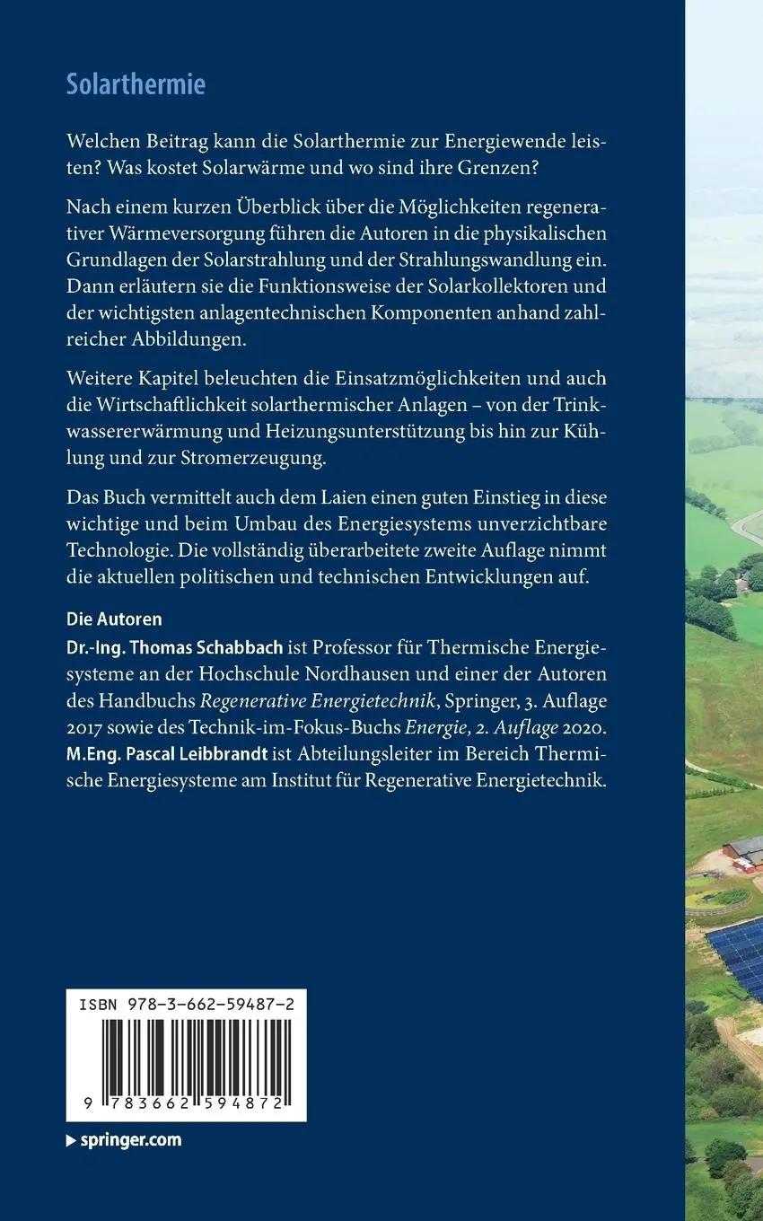 Rückseite: 9783662594872 | Solarthermie | Wie Sonne zu Wärme wird | Pascal Leibbrandt (u. a.) | X