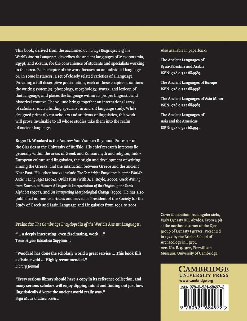 Rückseite: 9780521684972 | The Ancient Languages of Mesopotamia, Egypt and Aksum | Woodard | Buch